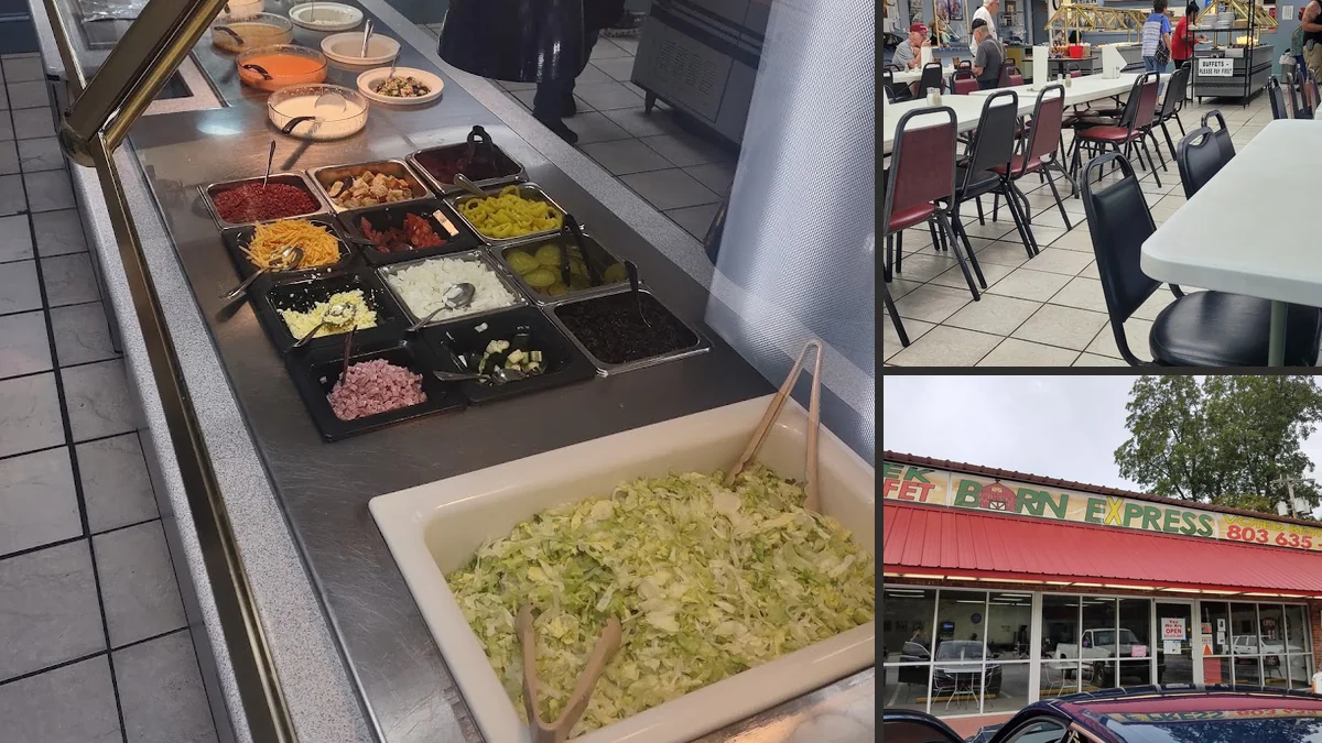 Restaurant interior with space for buffet service.